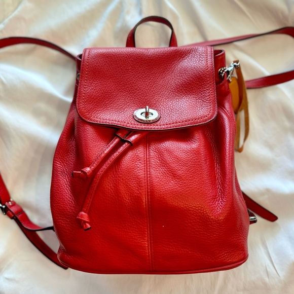 Coach Park Pebbled Leather Turnlock Drawstring Backpack - Picture 6 of 16